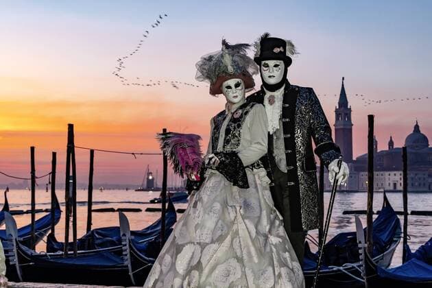 Italy Italy Venice Venice 01 03 2019 Carnival in Venice The special amCarnevale Veneziano are the colorful masks and the elaborate costumes