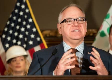 March 4, 2019 - St Paul, Iowa, USA - Governor Tim Walz and Lieutenant Governor Flanagan held a press conference to announce major energy and climate policy initiatives. .. GLEN STUBBE Ã¢â‚¬Â¢ glen.stubbe@startribune.com Monday, March 4, 2019 ..The three proposals would require all electric utilities in Minnesota to use only carbon-free energy resources by 2050, would prioritize energy efficiency and clean energy resources over fossil fuels and would raise MinnesotaÃ¢â‚¬â ¢s Energy Efficiency Resource Standard for investor-owned electric utilities. They were surrounded by workers who would benefit from the the new jobs generated by the proposals and legislators and groups involved in the effort. St Paul USA - ZUMAm42_ 20190304_zaf_m42_001 Copyright: xGlenxStubbex