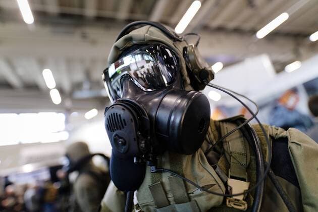 Gas mask at the Enforce Tac Police and Security Fair at the Nuremberg Exhibition Centre 07 03 2019 Foto:xC.xHardtx xFuturexImage