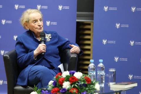 Madeleine Albright in Warsaw Madeleine Albright at the meeting at Warsaw University on March 7, 2019 in Warsaw, Poland. EN_01366707_0009 