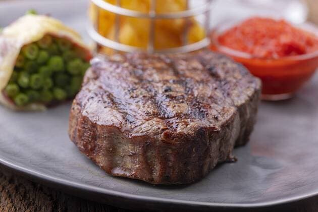 grilled steak with french fries steak  1035304966