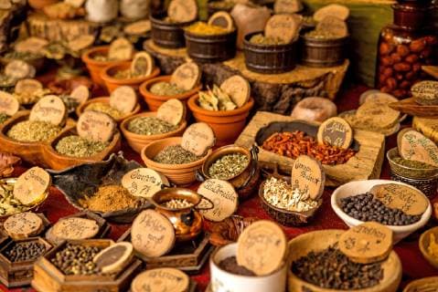 Spice stall spices and herbs at a street market  1093510494