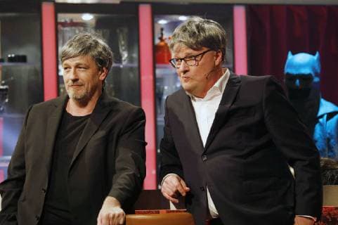 Torsten Sträter und Oliver Welke in der Personality-Show Sträters Männerhaushalt in der Steffy Turbinenhalle. Oberhausen, 13.03.2019 *** Torsten Sträter and Oliver Welke in the Personality Show Sträters mens household in the Steffy Turbinenhalle Oberhausen 13 03 2019 Foto:xgbrcix xFuturexImage