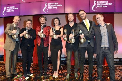 Ralf Wienrich Suli Puschban Maxim Richarz Elif Demirezer Martin Tingvall Mark Barden and Michael Maierhof at the 11th German Music Author Award 2019 in the Hotel Ritz Carlton Berlin 14 03 2019 Foto:xN.xKubelkax xFuturexImage