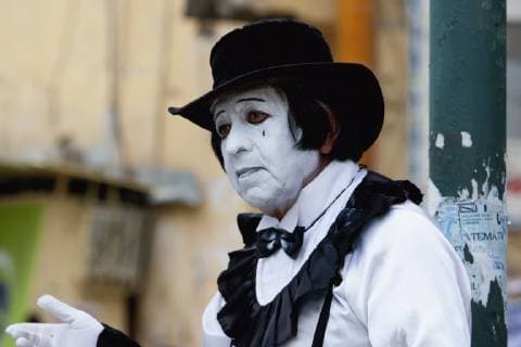 Mime Walter Caliyaza performing on a street corner in Cochabamba, Bolivia  Copyright: PeterxLanger 1952529