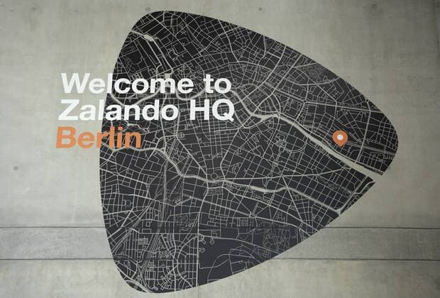 Feature lettering Welcome to Zalando HQ Berlin Zalando Balance sheet press conference at headquarters in Berlin Germany on 28 02 2019