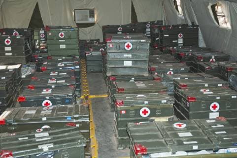 Medical Supplies In The Field Hospital Of Canada s Dart (Disaster Assistance Response Team) After The 8 October 2005 Earthquake, Garhi Dopatta, Azad Jammu & Kashmir, Pakistan  Copyright: PeterxLanger 2087740