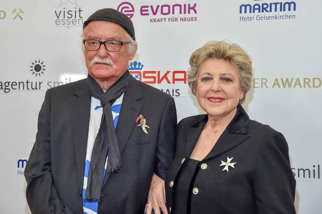 14 Steiger Award on 16 03 2019 at the Casino of the Zeche Zollverein in Essen Hans Werner Geißendörfer Regissuer receives the special prize at the Steiger Award 2019 left and Marie Luise Marjan are guests at the Steiger Award 2019 xJFx