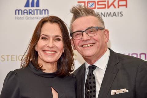 14 Steiger Award on 16 03 2019 at the Casino of the Zeche Zollverein in Essen Anne Will on the left receives the Steiger Award in the category Media and Götz Alsmann xJFx