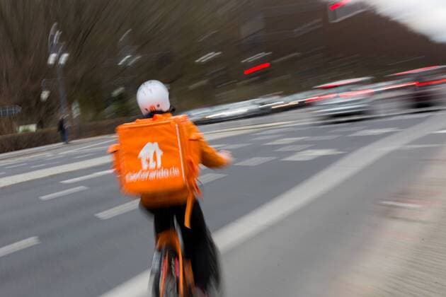 17 03 2019 Berlin Germany GER Bicycle courier of the delivery service Lieferando de