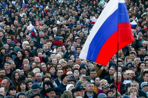 SEVASTOPOL, RUSSIA - MARCH 18, 2018: Citizens of Sevastopol attend a concert marking the 5th anniversary of the Crimean status referendum and its reunification with Russia. Sergei Malgavko TASS  TS0A5010