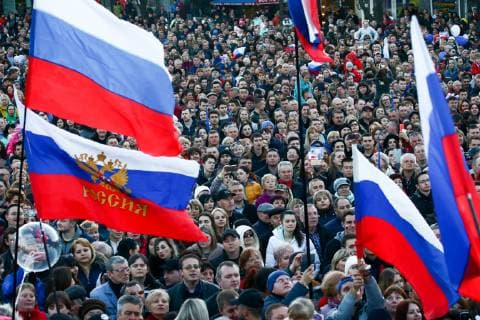 SEVASTOPOL, RUSSIA - MARCH 18, 2018: Citizens of Sevastopol attend a concert marking the 5th anniversary of the Crimean status referendum and its reunification with Russia. Sergei Malgavko TASS  TS0A5012