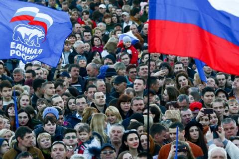 SEVASTOPOL, RUSSIA - MARCH 18, 2018: Citizens of Sevastopol attend a concert marking the 5th anniversary of the Crimean status referendum and its reunification with Russia. Sergei Malgavko TASS  TS0A5016