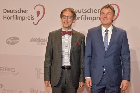 17 German Hoerfilmpreis Klaus Huhn President of the DBSV Andreas Bethke Managing Director of the DBSV Arrival of the red carpet to the 17 German Hoerfilmpreis in the Hauptstadtreesentanz of the Deutsche Telekom in Berlin on 19 03 2019