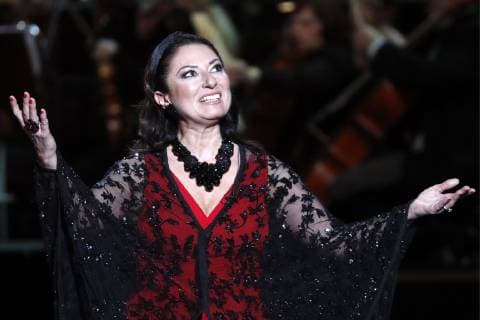 MOSCOW, RUSSIA â€“ MARCH 19, 2019: Spanish soprano Montserrat Marti Caballe performs at a ceremony to present BraVo international classical music awards at the Bolshoi Theatre. Mikhail Japaridze TASS  TS0A5213