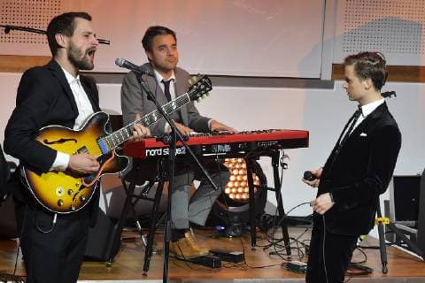 17 German Hoerfilmpreis Tom Schilling and Band The Jazz Kids Live performance at the 17 German Hoerfilmpreis at the Deutsche Telekom Capital Representation in Berlin on 19 03 2019