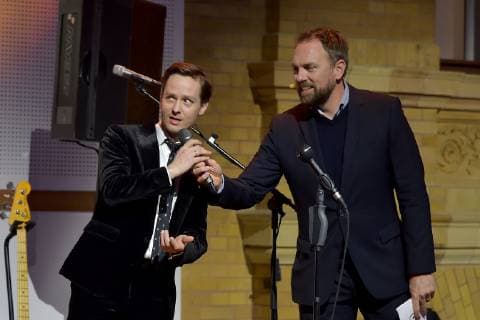 17 German Hoerfilmpreis Tom Schilling Steven Gaetjen Live performance at the 17 German Hoerfilmpreis at the Deutsche Telekom Capital Representation in Berlin on 19 03 2019