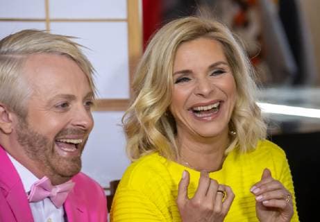 Shooting for the MDR show Musik für Sie in the Rathaus in Annaberg Buchholz on 20 03 2019 Singer and entertainer Ross Antony and presenter Uta Bresan laugh Annaberg Buchholz Sachsen Germany