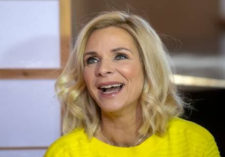 Shooting for the MDR show Musik für Sie in the Rathaus in Annaberg Buchholz on 20 03 2019 Presenter Uta Bresan laughs Annaberg Buchholz Saxony Germany