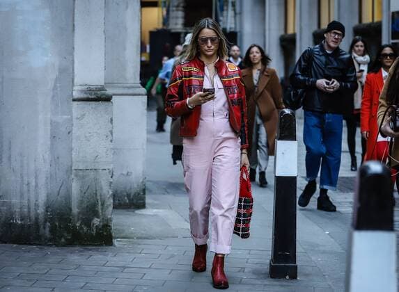UK: On the Street London LONDON, UK- February 15 2019: Gemma Sort Chilvers on the street during the London Fashion Week. London United Kingdom  MauroxDelxSignore