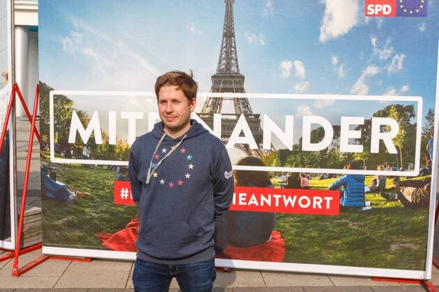 DEU Deutschland Berlin 23 03 2019 SPD Party Convention on the European Election Programme Start of the European Election Campaign 2019 Kevin Kühnert Federal Chairman of the Jusos