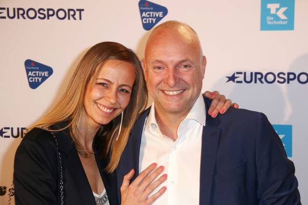 Lisa Heckl and Frank Buschmann at the German Sports Journalist Award on 25 03 2019 in Hamburg German Sports Journalist Award 2019 in Hamburg