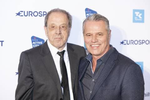 Award ceremony German Sports Journalist Award 2019 Red Carpet Gala Event in Grand Elysee Hamburg Rolf Harald Rollo Fuhrmann with Jan Stecker from left Award ceremony German Sports Journalist Award 2019 Red Carpet Gala Event in Grand Elysee Hamburg Hamburg Hamburg Germany Hotel Grand Elysee