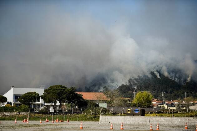 News Bilder des Tages March 26, 2019 - Esposende, Portugal - Smoke seen coming from a burning forest due to a wildfire that resulted from warm temperatures during Spring, 20 km from Viana do Castelo. Esposende Portugal - ZUMAs197 20190326_zaa_s197_120 Copyright: xOmarxMarquesx