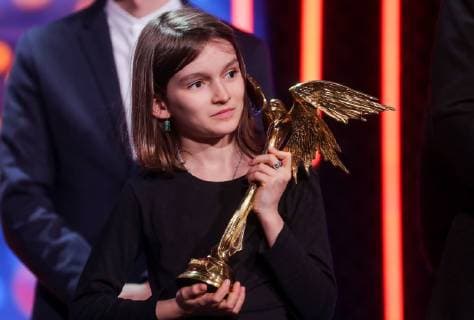 MOSCOW, RUSSIA â€“ MARCH 30, 2019: Actress Marta Kozlova accepts an award for Best Actress for her role in Alexei Fedorchenko s film Anna s War at the 32nd Nika Film Award Ceremony. Vyacheslav Prokofyev TASS  TS0A6738