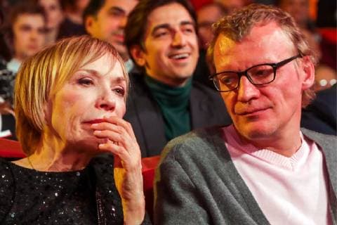 MOSCOW, RUSSIA â€“ MARCH 30, 2019: Actors Yelena Koreneva (L) and Alexei Serebryakov at the 32nd Nika Film Award Ceremony. Vyacheslav Prokofyev TASS  TS0A6781
