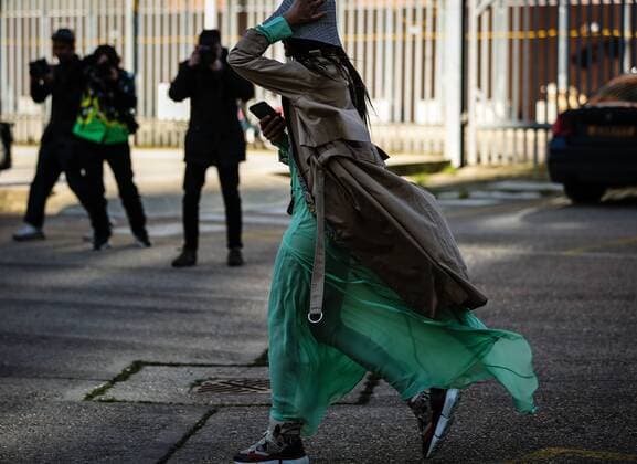 UK: On the street London LONDON, UK- February 17 2019: Fenn O Meally on the street during the London Fashion Week. London United Kingdom  MauroxDelxSignore