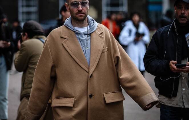 UK: On the street London LONDON, UK- February 17 2019: Men on the street during the London Fashion Week. London United Kingdom  MauroxDelxSignore