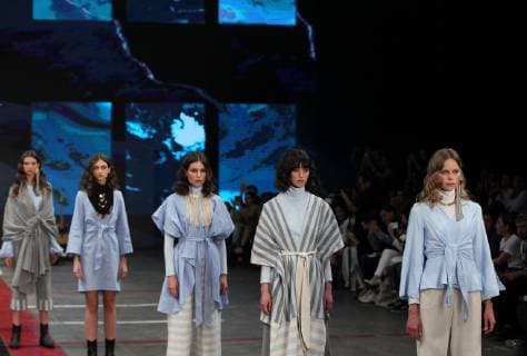 Models present creations by Mexican designer Eilean during the Mexico Fashion Week in Mexico City, Mexico, 02 April 2019. Mexico Fashion Week !ACHTUNG: NUR REDAKTIONELLE NUTZUNG!  Copyright: xMarioxGuzmánx AME5386 20190403-636898643248511573
