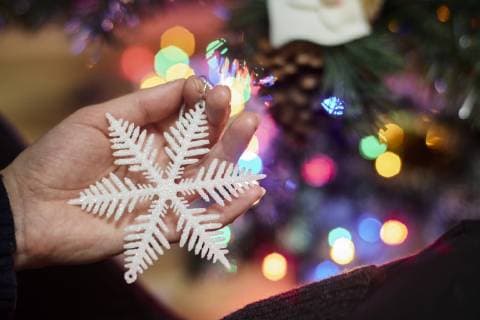 Woman s hand holding Christmas ornament, close-up model released Symbolfoto  BZF00472