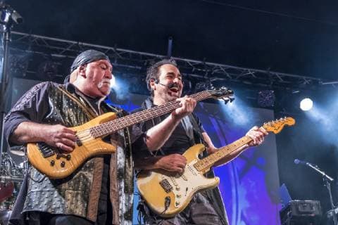 The US American progressive guitarist and singer Neal Morse with his The Neal Morse Ban on The Great Adventure Tour in Hall D of Leipziger Werk 2 The band includes Morse, former Dream Theater drummer Mike Portnoy, bassist Randy George, guitarist Eric Gillette and Bill Hubauer.