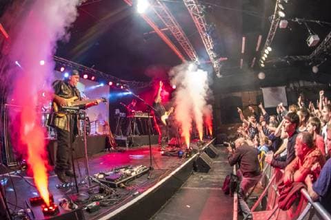 The US American progressive guitarist and singer Neal Morse with his The Neal Morse Ban on The Great Adventure Tour in Hall D of Leipziger Werk 2 The band includes Morse, former Dream Theater drummer Mike Portnoy, bassist Randy George, guitarist Eric Gillette and Bill Hubauer.