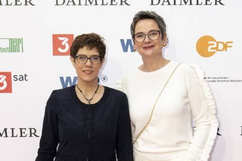 Presentation 55 Grimme Prize 2019 at the Grimme Institute in Marl 55th Grimme Award 2019 Frauke Gerlach with Annegret Kramp Karrenbauer Presentation 55 Grimme Prize 2019 at the Grimme Institute in Marl 55th Grimme Award 2019 Marl Nordrhein Westphalen Germany Stadttheater Marl