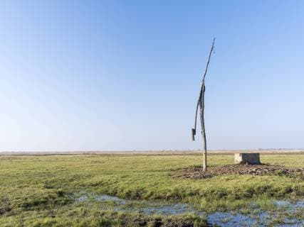 Traditional water well (well sweep or shadoof) in the hungarian lowland plains also called Puszta in the Hotobagy National Park, which is listed as UNESCO world heritage Europe, Eastern Europe, Hungary, November  Copyright: xMartinxZwickx EU13 MZW0502