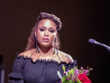 April 6, 2019 - Philadelphia, Pennsylvania, U.S - Grammy Award winner, rapper, songwriter, singer, actress and tv host of the Talk , EVE, received the Trailblazing Woman Of Excellence award presented by radio station WDAS at the Women Of Excellence luncheon in Philadelphia PA Philadelphia U.S. - ZUMArf1_ 20190406_zaf_rf1_048 Copyright: xRickyxFitchettx