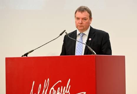 The laureate Lifeline Captain Claus Peter Reisch on 07 04 2019 in Cologne at the award ceremony of the Lew Kopolew Prize for Peace and Human Rights 2019 which was awarded this year to Captain Claus Peter Reisch and the Dresden Maritime Rescue Initiative Mission Lifeline e V.