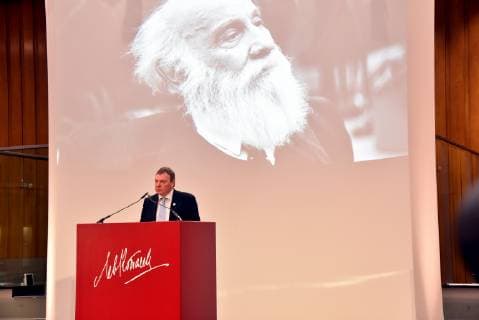 The laureate Lifeline Captain Claus Peter Reisch on 07 04 2019 in Cologne at the award ceremony of the Lew Kopolew Prize for Peace and Human Rights 2019 which was awarded this year to Captain Claus Peter Reisch and the Dresden Maritime Rescue Initiative Mission Lifeline e V.