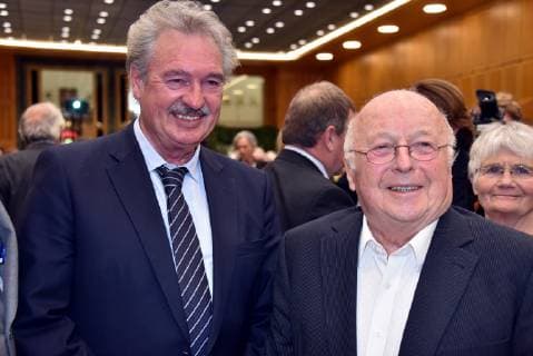 Luxembourgs Foreign Minister Jean Asselborn and politician Norbert Blüm l r on 07 04 2019 in Cologne at the award ceremony of the Lew Kopolew Prize for Peace and Human Rights 2019 which was awarded this year to Captain Claus Peter Reisch and the Dresden Maritime Rescue Initiative Mission Lifeline e V.