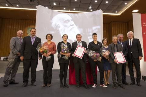 Award of the Lew Kopelew Prize Cologne Germany Date 07 04 2019 Captain Claus Peter Reisch Mission Life with Thomas Roth Jean Asselborn and Alexander Wüerst