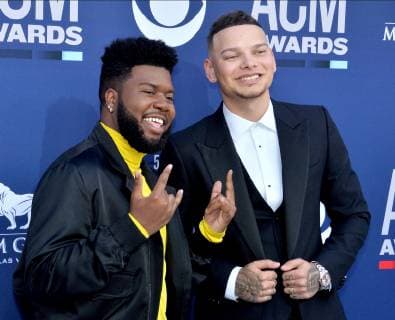 Khalid (L) and Kane Brown attend the 54th annual Academy of Country Music Awards held at the MGM Grand Garden Arena in Las Vegas, Nevada on April 7, 2019. The show will broadcast live on CBS.  LAP20190407174 JIMxRUYMEN