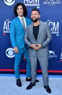 (L-R) Dan Smyers and Shay Mooney of Dan + Shay attend the 54th annual Academy of Country Music Awards held at the MGM Grand Garden Arena in Las Vegas, Nevada on April 7, 2019. The show will broadcast live on CBS.  LAP20190407314 JIMxRUYMEN