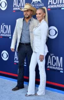 (L-R) Jason Aldean and Brittany Kerr attend the 54th annual Academy of Country Music Awards held at the MGM Grand Garden Arena in Las Vegas, Nevada on April 7, 2019. The show will broadcast live on CBS.  LAP20190407323 JIMxRUYMEN