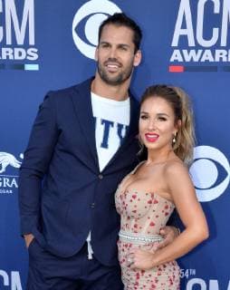 Eric Decker (L) and Jessie James Decker attend the 54th annual Academy of Country Music Awards held at the MGM Grand Garden Arena in Las Vegas, Nevada on April 7, 2019. The show will broadcast live on CBS.  LAP20190407353 JIMxRUYMEN