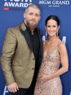 (L-R) Brantley Gilbert and Amber Cochran attend the 54th annual Academy of Country Music Awards held at the MGM Grand Garden Arena in Las Vegas, Nevada on April 7, 2019. The show will broadcast live on CBS.  LAP20190407414 JIMxRUYMEN