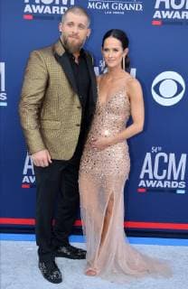 (L-R) Brantley Gilbert and Amber Cochran attend the 54th annual Academy of Country Music Awards held at the MGM Grand Garden Arena in Las Vegas, Nevada on April 7, 2019. The show will broadcast live on CBS.  LAP20190407413 JIMxRUYMEN