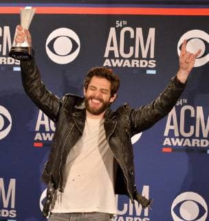 Thomas Rhett, winner of the award for Male Artist of the Year, appears backstage at the 54th annual Academy of Country Music Awards held at the MGM Grand Garden Arena in Las Vegas, Nevada on April 7, 2019. The show will broadcast live on CBS.  LAP20190407467 JIMxRUYMEN